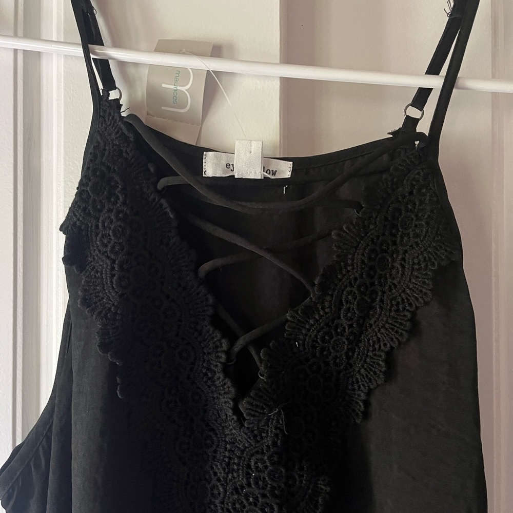 Maurices Black Lace-Up Embellished Camisole